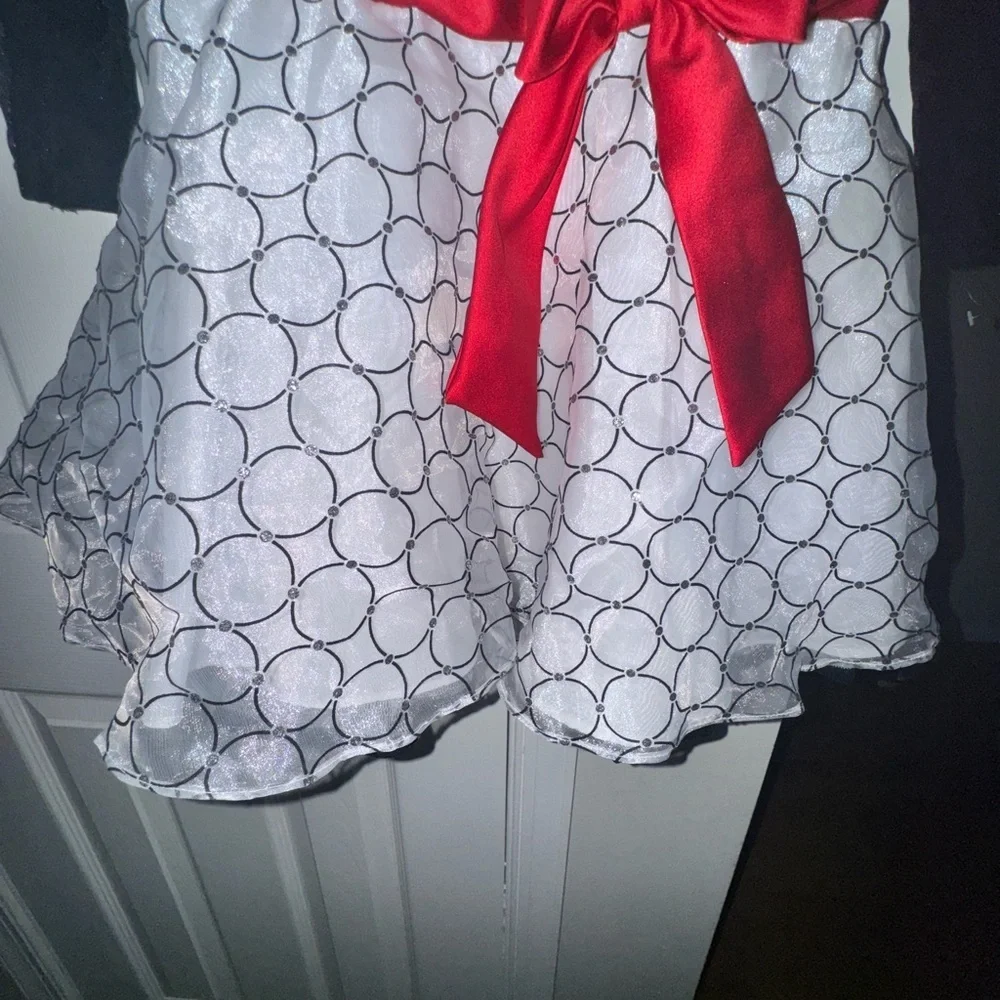 Bonnie Jean Black and White Dance Costume with Red Accent